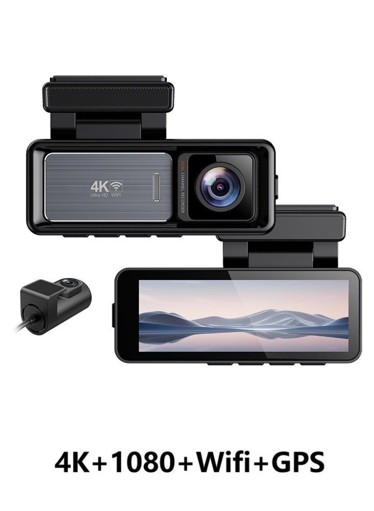 3.2 Inch 4K Dual Lens dash camera night vision Wi-Fi GPS App - Image 1