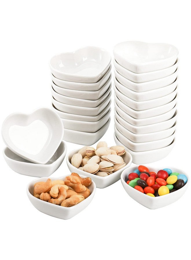 WUWEOT 24 Pack Porcelain Sauce Dish, White Heart-shaped Dip Bowls, 1.5Oz Ceramic Ring Dishes Candle Tray, Seasoning Dishes Appetizer Plates - Image 1