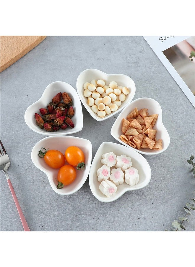 WUWEOT 24 Pack Porcelain Sauce Dish, White Heart-shaped Dip Bowls, 1.5Oz Ceramic Ring Dishes Candle Tray, Seasoning Dishes Appetizer Plates - Image 3