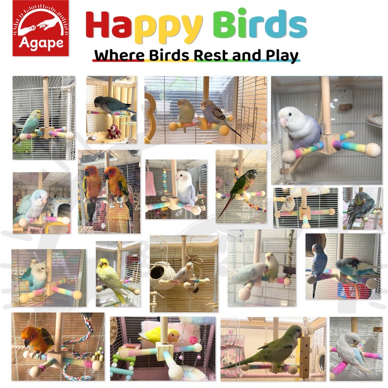 Agape Bird Toy, Parrot 360Â° Interactive Rotating Perch, Bird Cage Accessories for Small and Medium Parrots to Expend Energy, Wooden Stand for Parakeets Cockatiels Lovebirds Conures Finches Budgies - Image 5