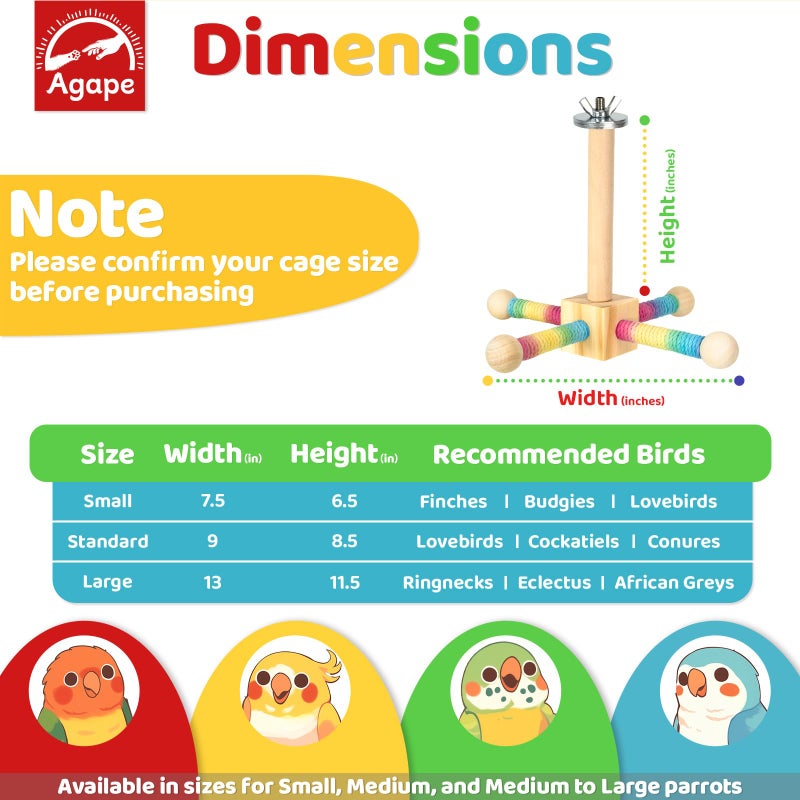Agape Bird Toy, Parrot 360Â° Interactive Rotating Perch, Bird Cage Accessories for Small and Medium Parrots to Expend Energy, Wooden Stand for Parakeets Cockatiels Lovebirds Conures Finches Budgies - Image 4