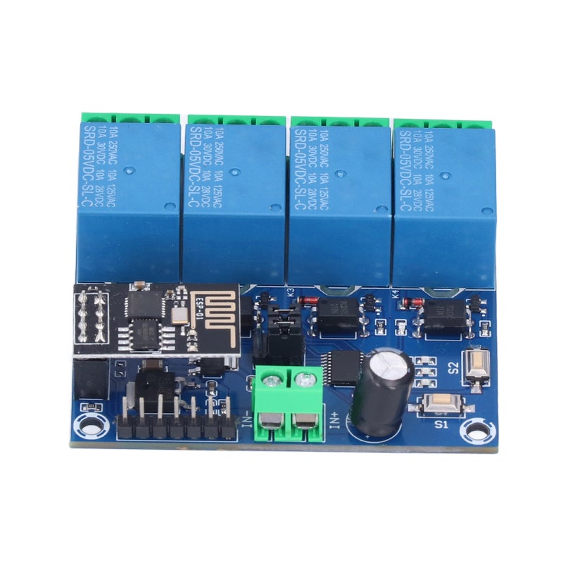وحدة ريلاي واي فاي 4 قنوات مفتاح تحكم عن بعد بتطبيق الهاتف لنظام منزل ذكي ESP8266 5 فولت - Image 1