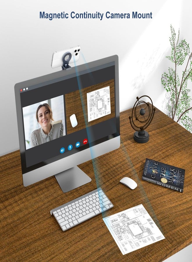 Itramax Continuity Camera Mount,Magnetic Laptop Phone Holder for Webcam Compatible with iPhone 17 16 15 13 14 12,Mag-Safe,iOS 16 iMac&Macbook macOS 13 Ventura,Studio Display,Aluminum Adjustable Stand - Image 5
