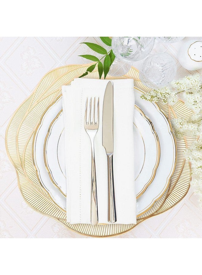 Home-Cloud HomeCloud Polyester Round Shape Table Mat/Table Mat Round/Round PVC Table Mats/Cutwork Design Dining Table Mats/Dressing Table Mats/Bed Side Table Mats (Curly Gold 2pc) - Image 3