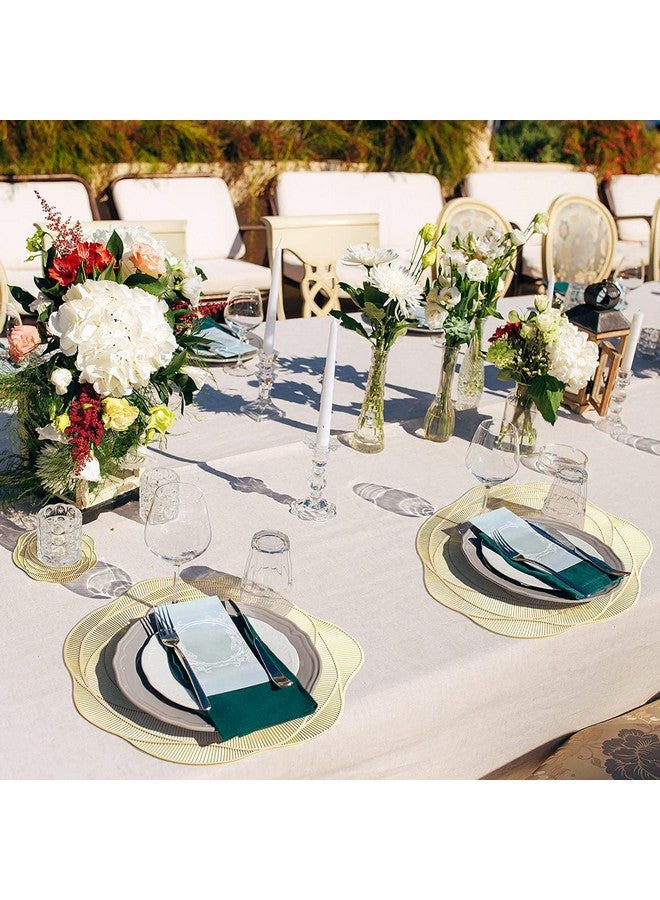 Home-Cloud HomeCloud Polyester Round Shape Table Mat/Table Mat Round/Round PVC Table Mats/Cutwork Design Dining Table Mats/Dressing Table Mats/Bed Side Table Mats (Curly Gold 2pc) - Image 2