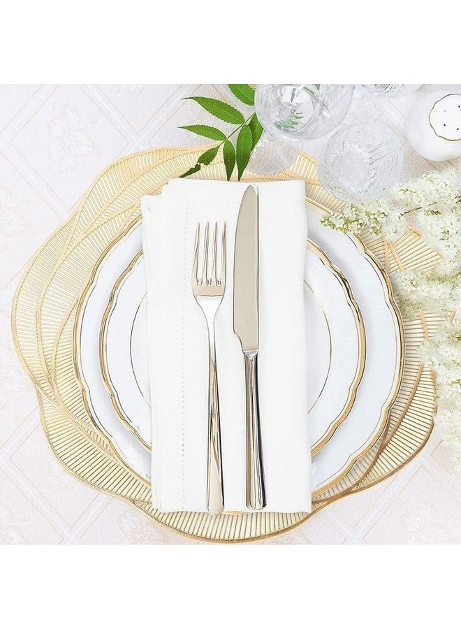 Home-Cloud HomeCloud Polyester Round Shape Table Mat/Table Mat Round/Round PVC Table Mats/Cutwork Design Dining Table Mats/Dressing Table Mats/Bed Side Table Mats (Curly Gold 2pc) - Image 4