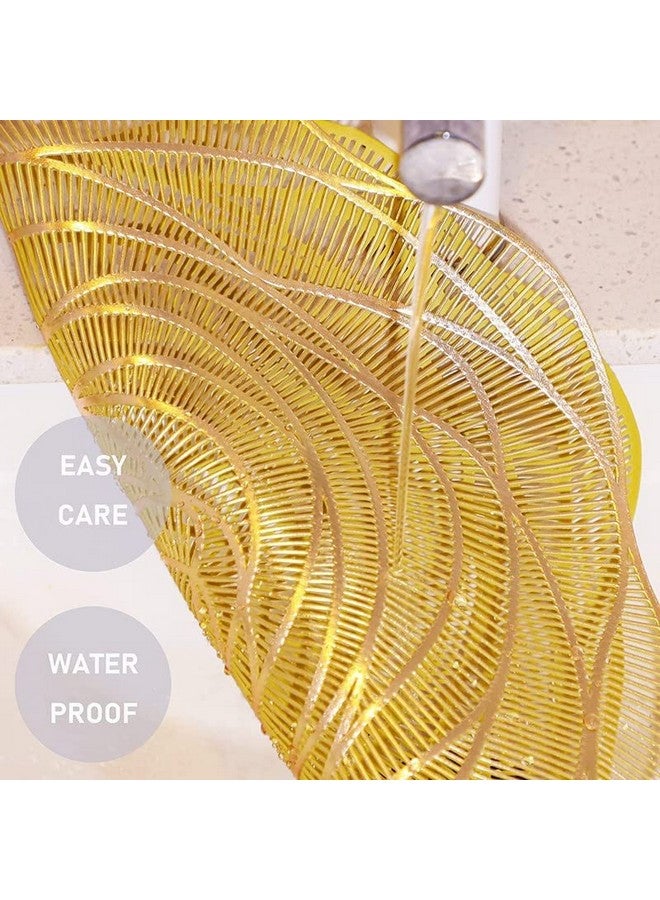 Home-Cloud HomeCloud Polyester Round Shape Table Mat/Table Mat Round/Round PVC Table Mats/Cutwork Design Dining Table Mats/Dressing Table Mats/Bed Side Table Mats (Curly Gold 2pc) - Image 5