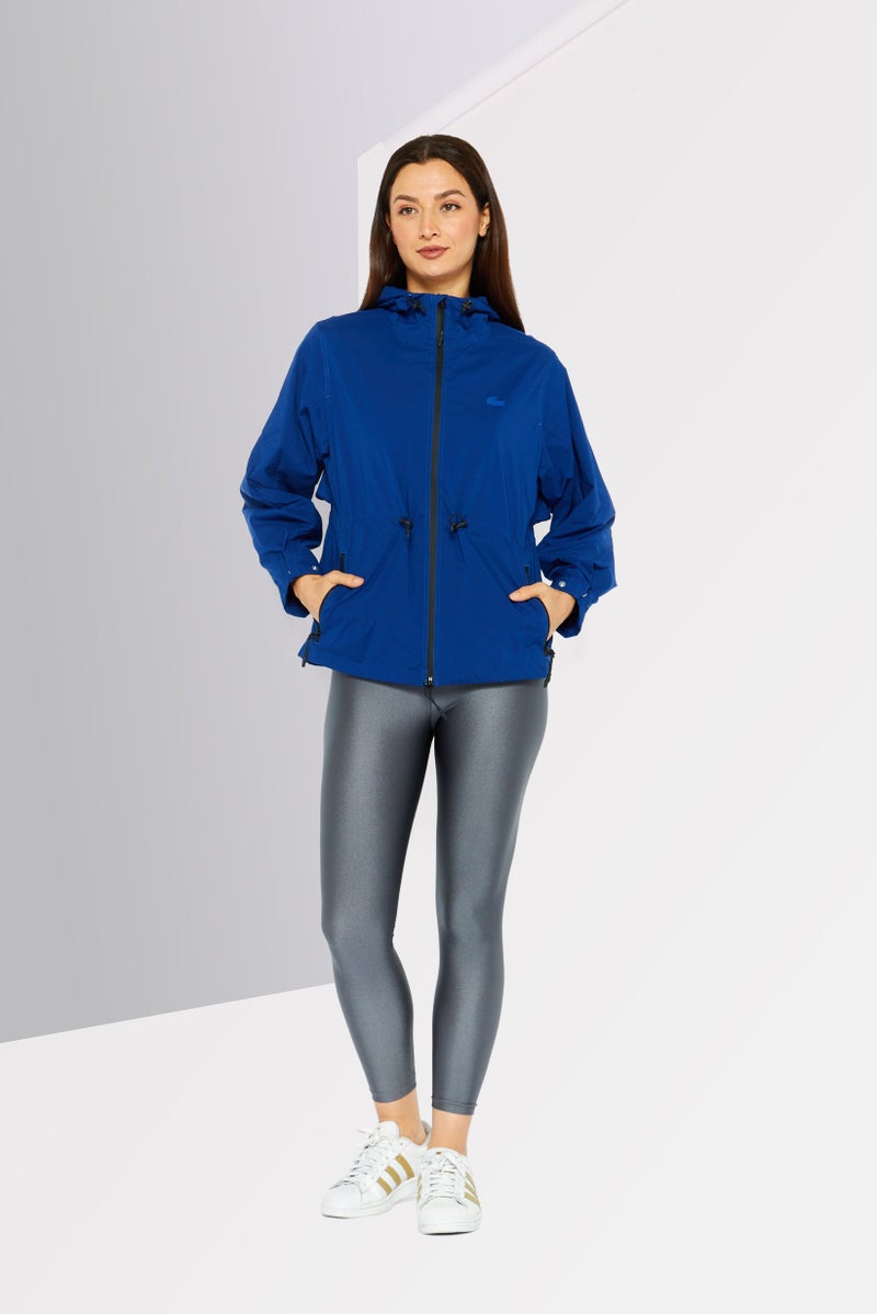 LACOSTE Women Embroidered Logo Windbreaker Jacket, Blue - Image 2