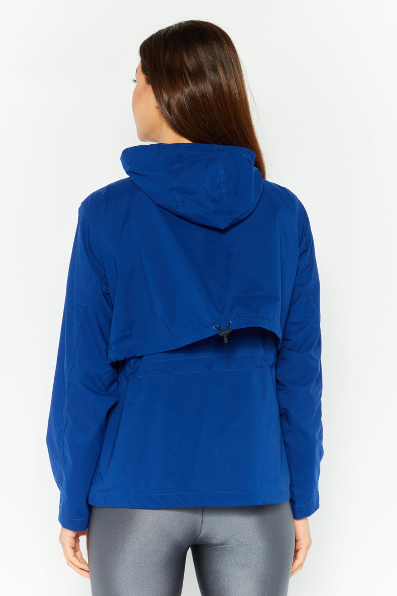 LACOSTE Women Embroidered Logo Windbreaker Jacket, Blue - Image 4