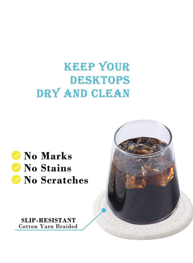 SOLARAE Absorbent Drink Coasters Handmade Braided Drink Coasters for Coffee Wooden Table, Super Absorbent Heat-Resistant Coasters for Drinks Great Housewarming Gift (Grey,Dark Grey, White, 6) - Image 4