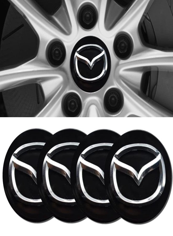 Thcbme 4pcs Wheel Center Caps Sticker, Black Aluminium Wheel Center Hub Covers Sticker, 65mm/2.56'' Black - Image 1