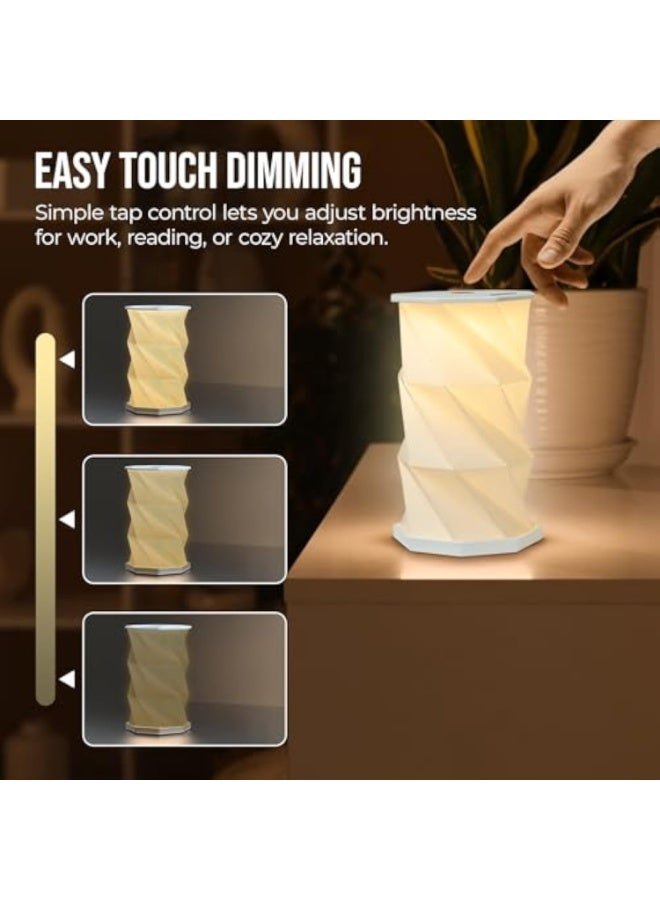 Arabest Foldable LED Desk Lamp – USB Rechargeable & Portable - Dimmable Touch Control Light with Adjustable Height up to 8.25" for Office, Travel, Bedside - Sleek & Modern Design (White) - Image 3