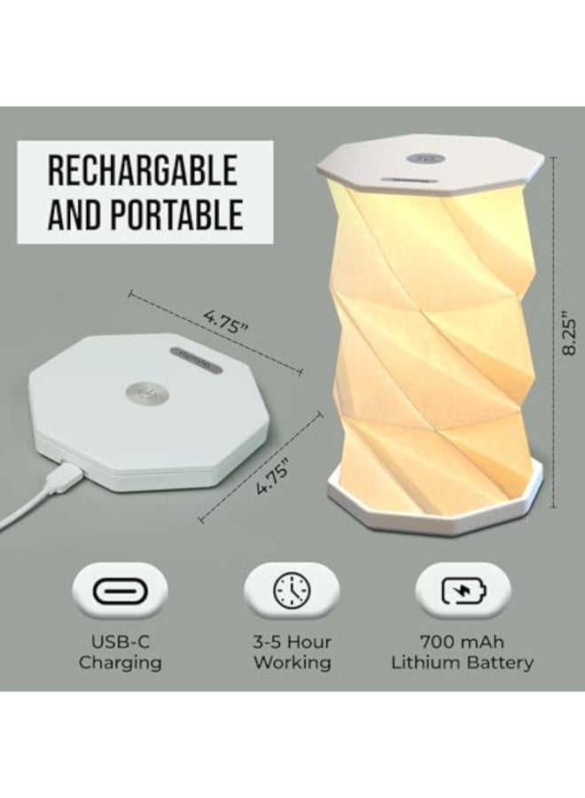Arabest Foldable LED Desk Lamp – USB Rechargeable & Portable - Dimmable Touch Control Light with Adjustable Height up to 8.25" for Office, Travel, Bedside - Sleek & Modern Design (White) - Image 4