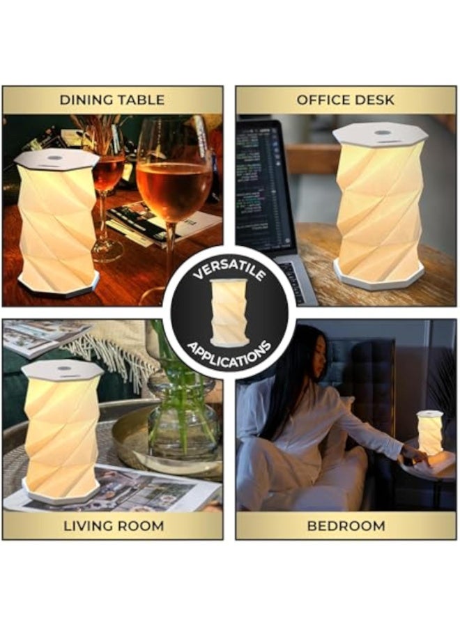 Arabest Foldable LED Desk Lamp – USB Rechargeable & Portable - Dimmable Touch Control Light with Adjustable Height up to 8.25" for Office, Travel, Bedside - Sleek & Modern Design (White) - Image 5