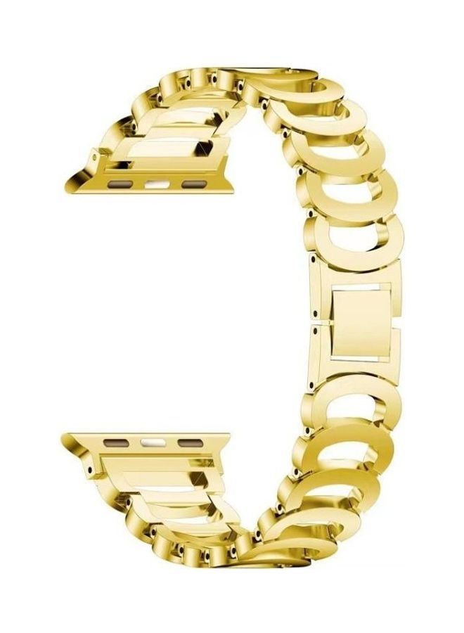 NIBEMINENT Replacement Strap For Apple Watch Series 7 41mm/6 & SE 5 4 40mm/3 2 1 38mm Gold - Image 1