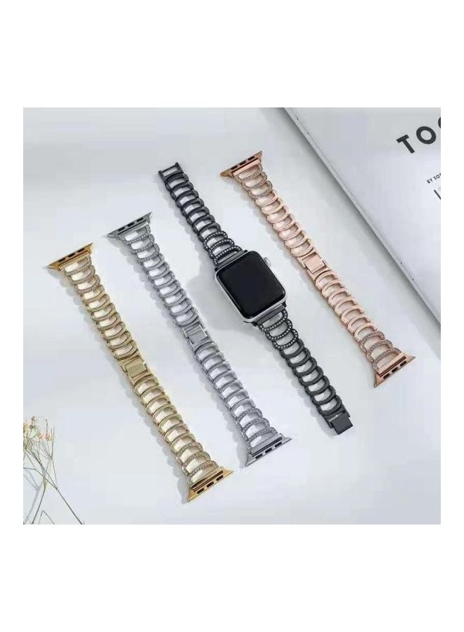 NIBEMINENT Replacement Strap For Apple Watch Series 7 41mm/6 & SE 5 4 40mm/3 2 1 38mm Gold - Image 3