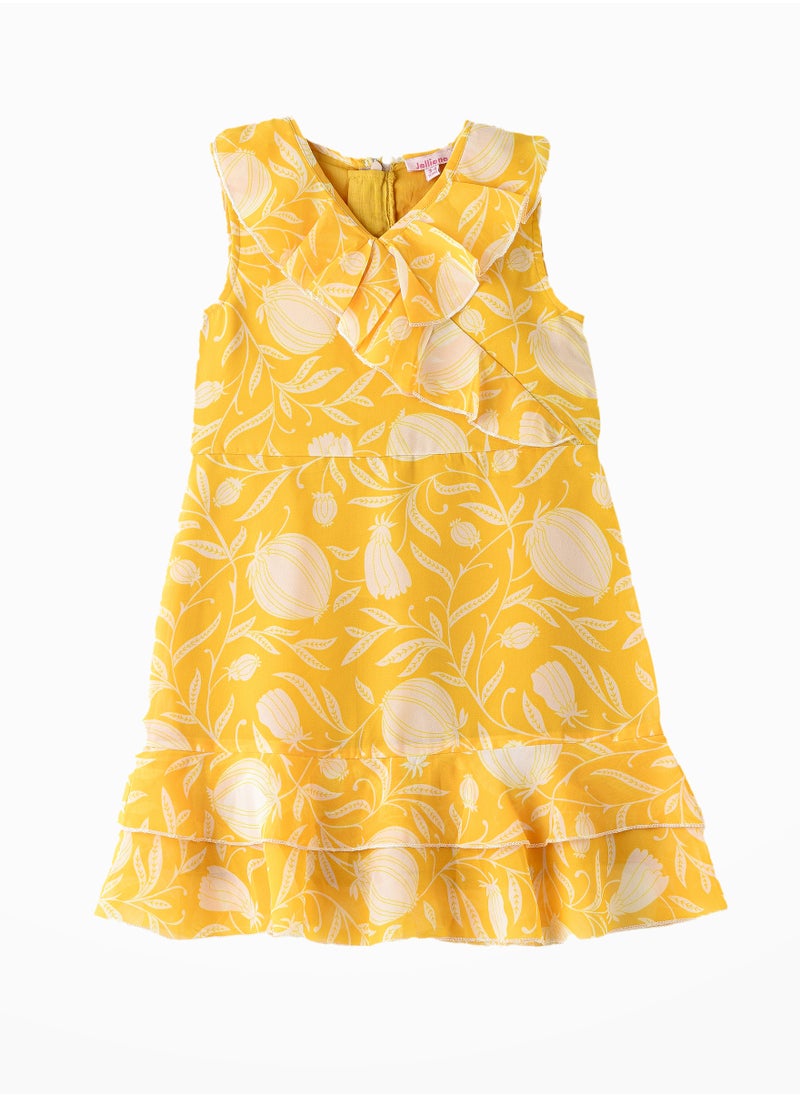 Jelliene Blooming Adventures: Girls' Floral Dress Comfort, Style & Twirls  - Image 1