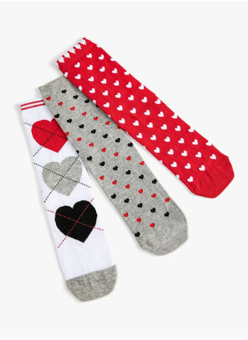 KOTON 3-Pack Heart Socket Socks Set