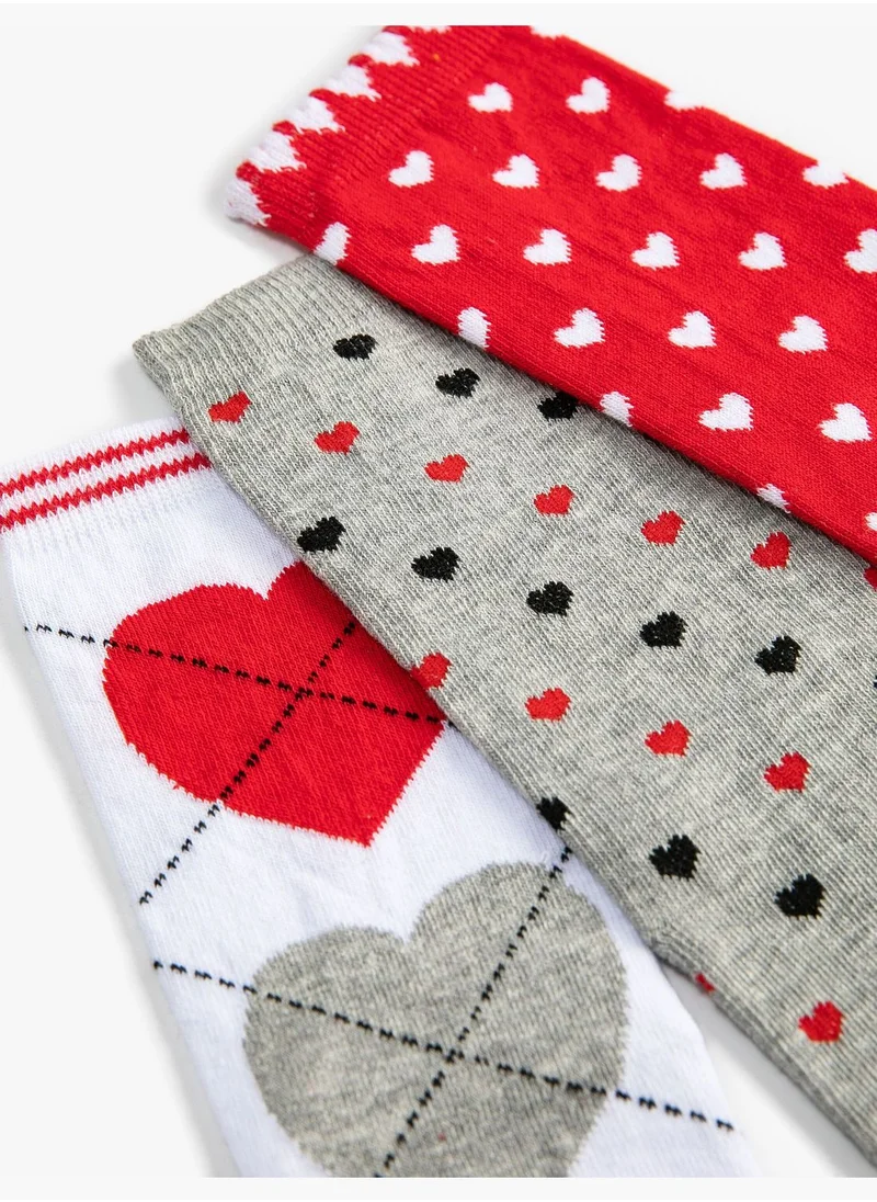 KOTON 3-Pack Heart Socket Socks Set