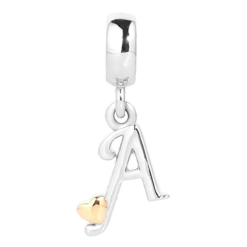 QueenCharms Initial A-Z Letter Charm Golden Heart Alphabet Dangle Beads for Bracelets & Necklaces (A) - Image 2