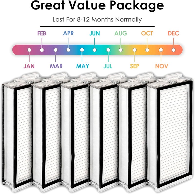 CHAIN PEAK (6 Pack) Q5 Max+ HEPA Filters Compatible With Roborock Q5 Max+, Q5 Pro, Q5 Pro+, Q8 Max, Q8 Max+, Q7, Q7+, Q7 Max, Q7 Max+, Q5 Duoroller+ Robot Vacuum, Replacement Parts Filters Upright Filters - Image 4