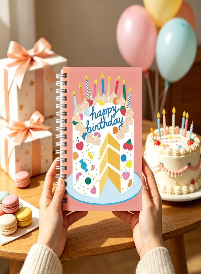 Whaline Birthday Gift Card Book 7 x 5 Inch Happy Birthday Cake Greeting Card Keeper Keepsake Album with 24 Pages for Birth Party Supplies - Image 4