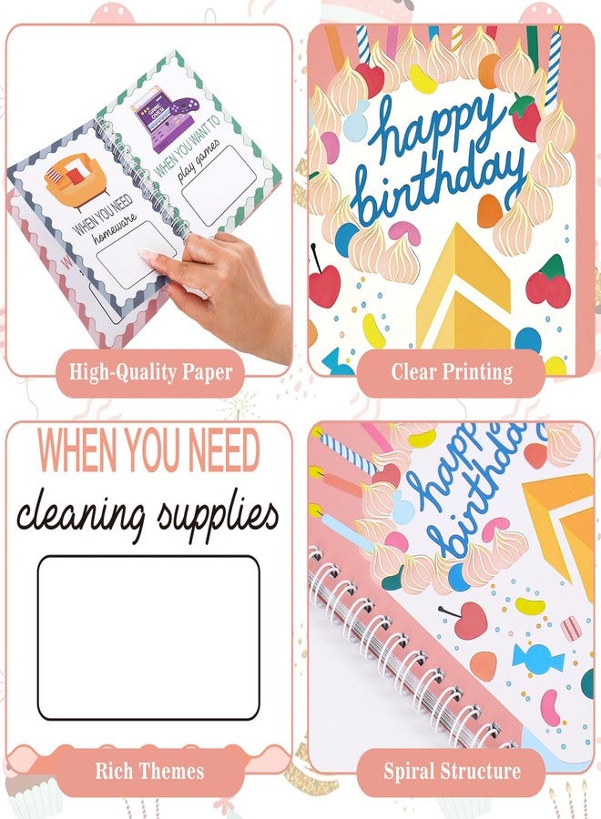 Whaline Birthday Gift Card Book 7 x 5 Inch Happy Birthday Cake Greeting Card Keeper Keepsake Album with 24 Pages for Birth Party Supplies - Image 3
