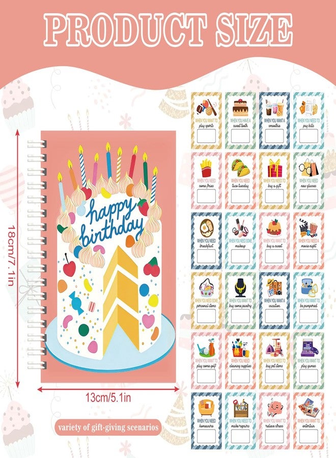 Whaline Birthday Gift Card Book 7 x 5 Inch Happy Birthday Cake Greeting Card Keeper Keepsake Album with 24 Pages for Birth Party Supplies - Image 2