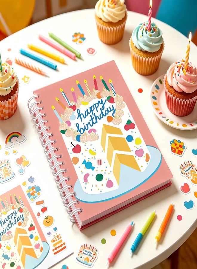 Whaline Birthday Gift Card Book 7 x 5 Inch Happy Birthday Cake Greeting Card Keeper Keepsake Album with 24 Pages for Birth Party Supplies - Image 5