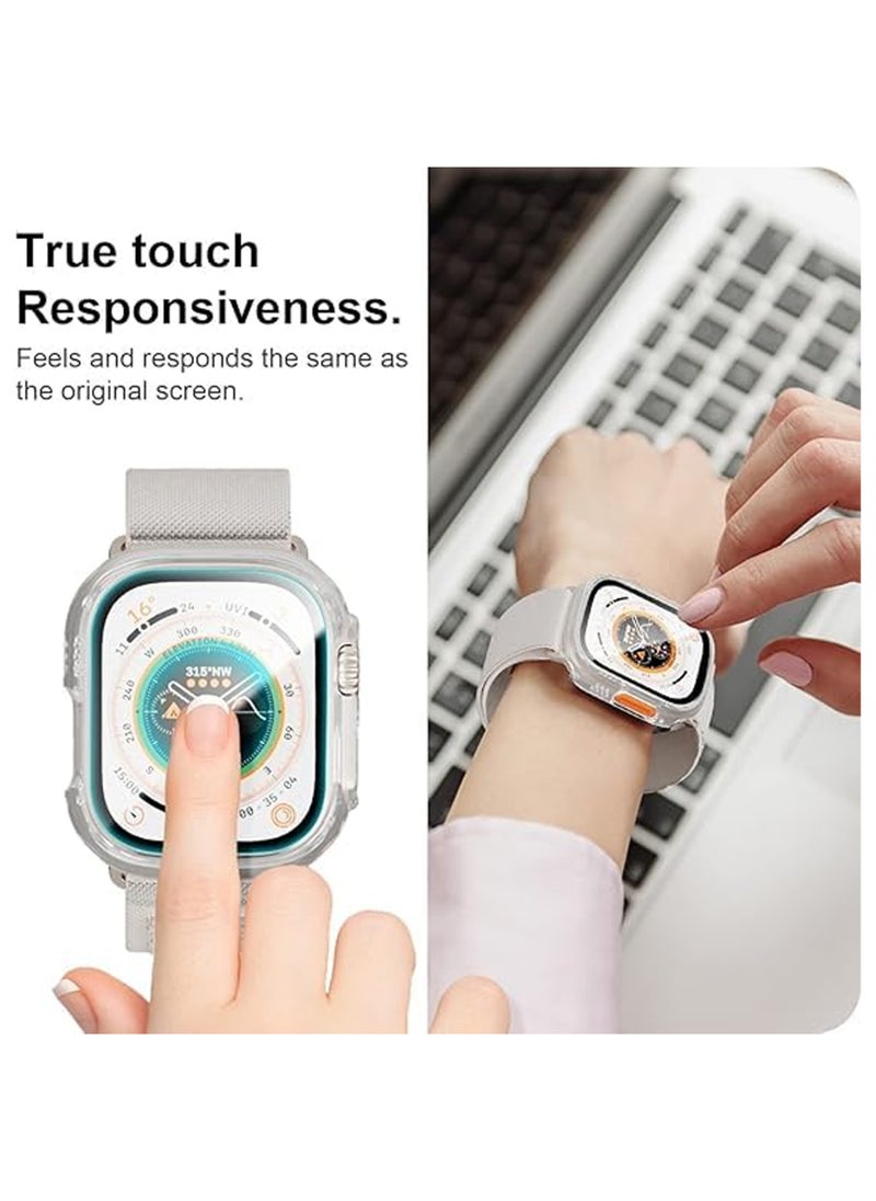 Waldic - Apple Smartwatch Ultra 2 (49mm) Protective Case with Screen Protector | Sport Rugged Bumper Designed For Apple Smartwatch Ultra 2 (49mm) | Case Built In 9H Tempered Glass Screen Protector, Hard PC Protective Case Cover - Clear - Image 1