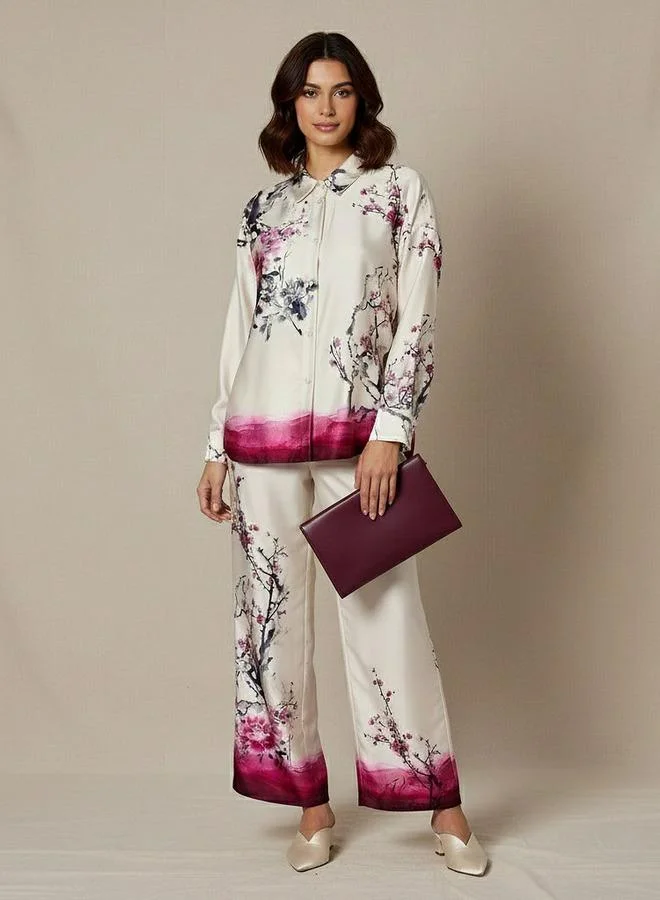 Iconic Iconic Regular Fit Shirt with Floral Print