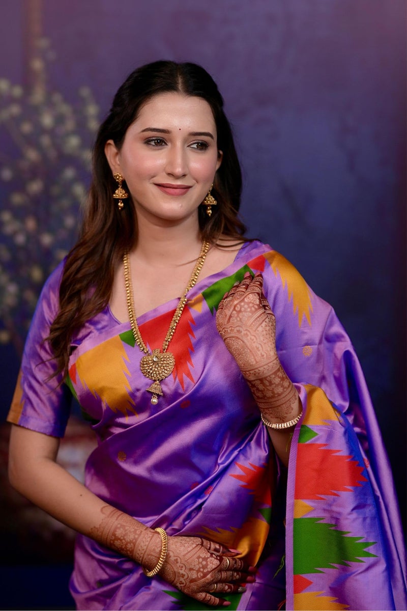 SGF11 Women's Kanjivaram Pure Soft Silk Saree With Unstitched Blouse Piece (Lavender) - Image 4