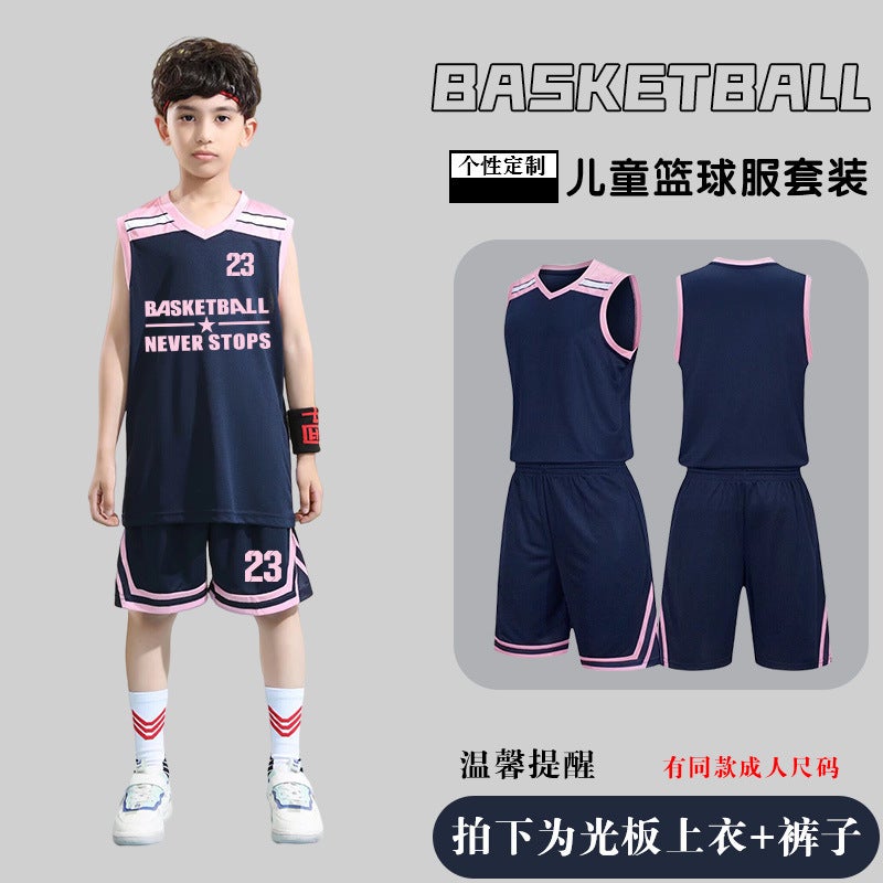 Generic Childrens Basketball Uniform Set Mens Basketball Team Uniform Jersey Basketball Training Camp School Sports Meeting Childrens Basketball Team Uniform Number Printing Royal blue#a7