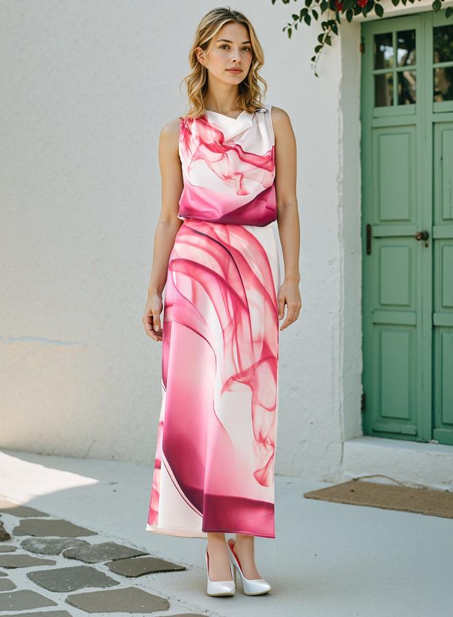 ايكونيك توب بدون أكمام بتصميم أيقوني مطبوع بياقة كوليه مع لمسة معدنية - Image 3