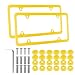 Alpmosn 2PCS Stainless Steel License Plate Frames 4 Holes Car Licence Plate Covers with Screws Washers and Caps Car Exterior Accessories License Plate Holder for US Vehicles Yellow - Image 2