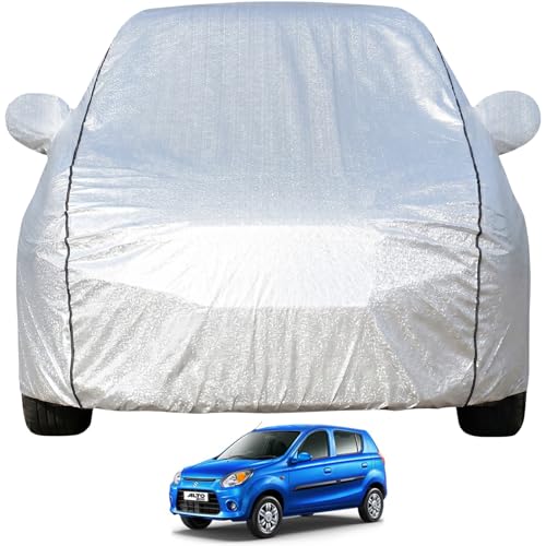 Pivalo Car Cover for Alto 800 All Model & Years (2000-2023) 100% Waterproof with Mirror Pockets, Triple Stitched Bottom Elastic Dustproof Full Body Protection (Heat & UV Resistant, Silver) - Image 1