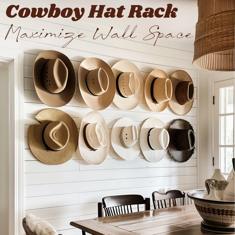 TUSPIPAL 2.9Inch Hat Hooks for Wall - (8 Pack) Cowboy Hat Rack,SuitableSun Hats, Fedora, Wide Brim Hats Strong Hold Hat Hangers for Wallï¼ŒWestern Room Decor- (Clear) - Image 2