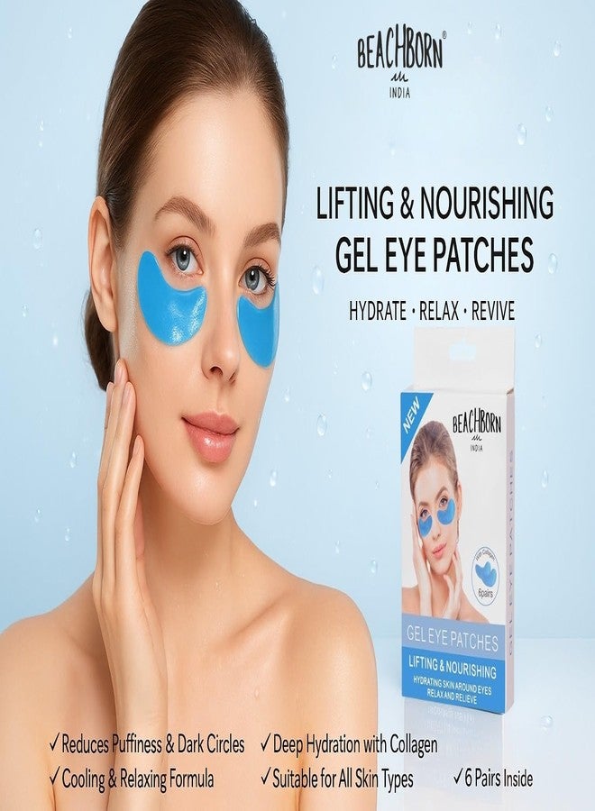 BEACHBORN INDIA Gel Eye Patches 6 Pairs With Collagen Lifting & Nourishing Hydrating & Refresh for Puffy Eyes, Under Eye Bags & Dark Circles, Natural Collagen Eye Gels Pads, Crystal Anti-Aging Eye Mask - Image 3