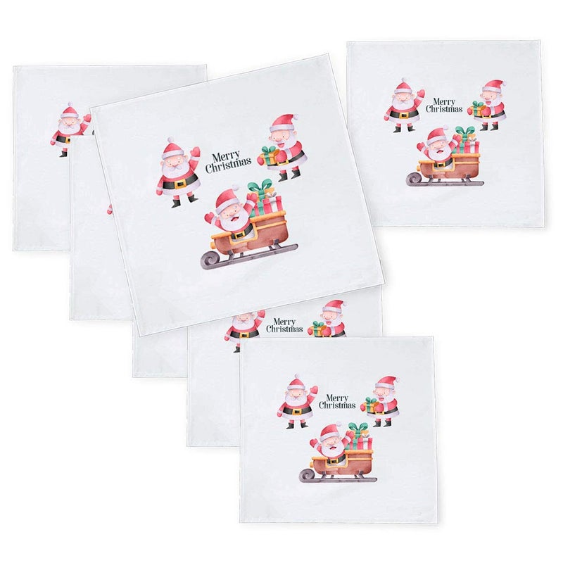 Khakee 6 Pcs Christmas Theme Tafta Silk Table Napkins 10x 10 for Xmas Decoration Christmas OrnamentsChristmas Gift npxmas72P - Image 1