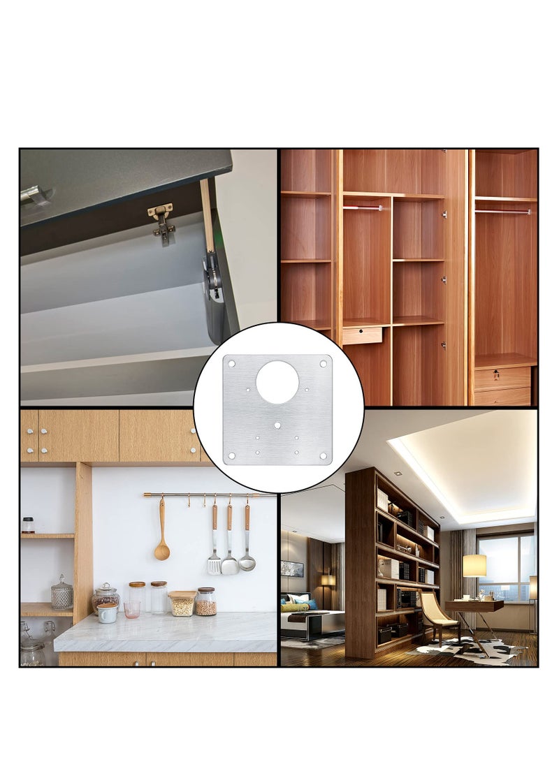 10Pcs Cabinet Hinge Repair Plate, Stainless Steel Hinge Fixing Plate Bracket Kit, Cupboard Door Hinge Repair Mounting Plates with Holes for Cabinet Furniture Drawer Windows - Image 2