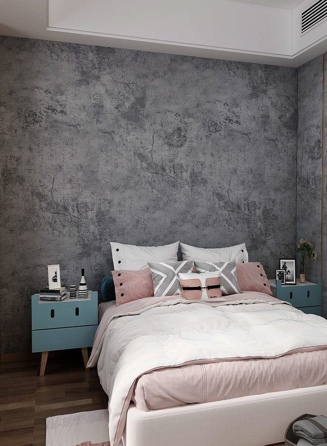 3yecao 16"×708" Extra Thick Big Roll Dark Blue Grey Concrete Wallpaper Peel And Stick Waterproof Gray Concrete Contact Paper Vinyl 3d Faux Self Adhesive Cement Tile Sticker For Bedroom Store Gym Walls - Image 1