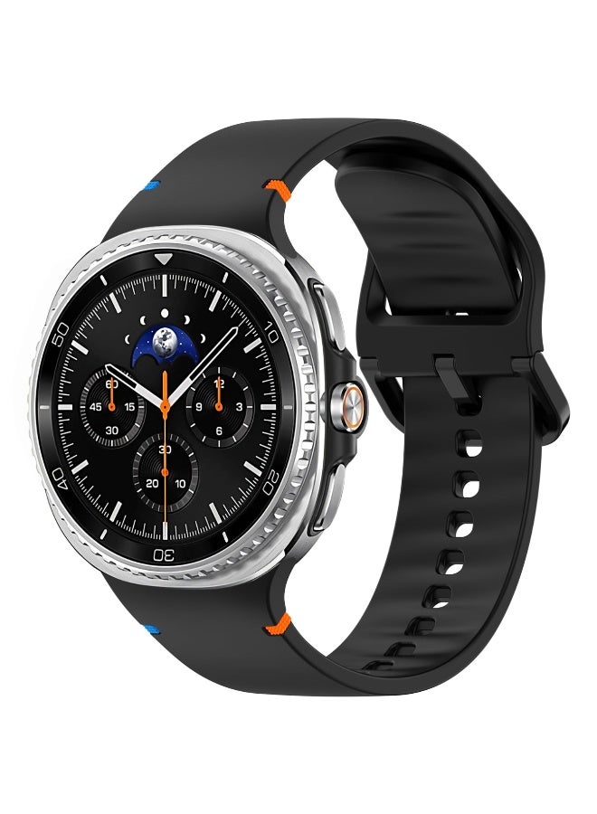 Silicone Bands For Samsung Galaxy Watch 8 Band 40mm 44mm/Galaxy Watch 8 Classic Band 46mm No Gap Soft Silicone Replacement Strap for Men Women (Black) - Image 1