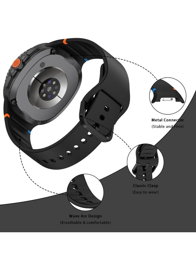 Silicone Bands For Samsung Galaxy Watch 8 Band 40mm 44mm/Galaxy Watch 8 Classic Band 46mm No Gap Soft Silicone Replacement Strap for Men Women (Black) - Image 3