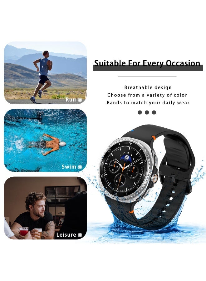 Silicone Bands For Samsung Galaxy Watch 8 Band 40mm 44mm/Galaxy Watch 8 Classic Band 46mm No Gap Soft Silicone Replacement Strap for Men Women (Black) - Image 5