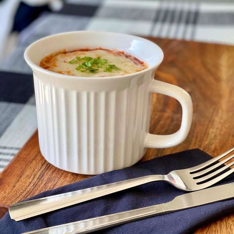 CorningWare 2-Pack 20oz Ceramic Meal Mugs with BPA-Free Vented Lids, French White - Image 4