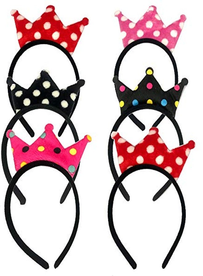Evisha 3 pcs Fancy Velvet Crown Shape Shinny Hair Head Bands (Assorted Colour) - Image 1