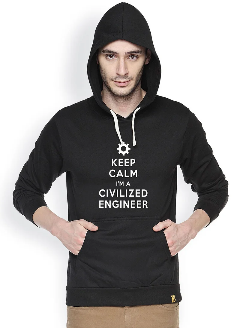 كامبوس سوترا هودي رجالي مطبوع عليه تصميم مهندس متحضر بلون أسود أونيكس