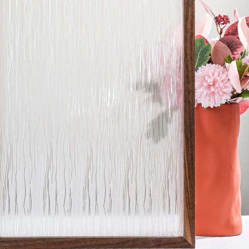 FEOMOS Clear Water Privacy Film NonAdhesive Cling Decorative Sticker Covering Translucent Glass Film for Window Door AntiUV 173x118 Inches