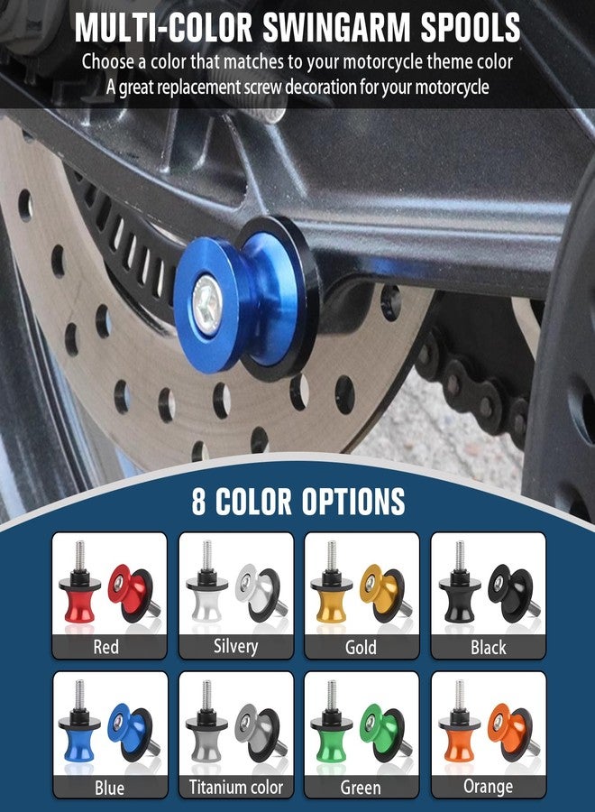 CHIFUN 2Pcs 6MM M6 X1.5 Motorcycle Swing Arm Spools Sliders CNC Aluminum Swingarm Spools Stand Screw Compatible with R1 R6 R3 MT07 MT09 FZ09 FZ10 MT03(Blue) - Image 4