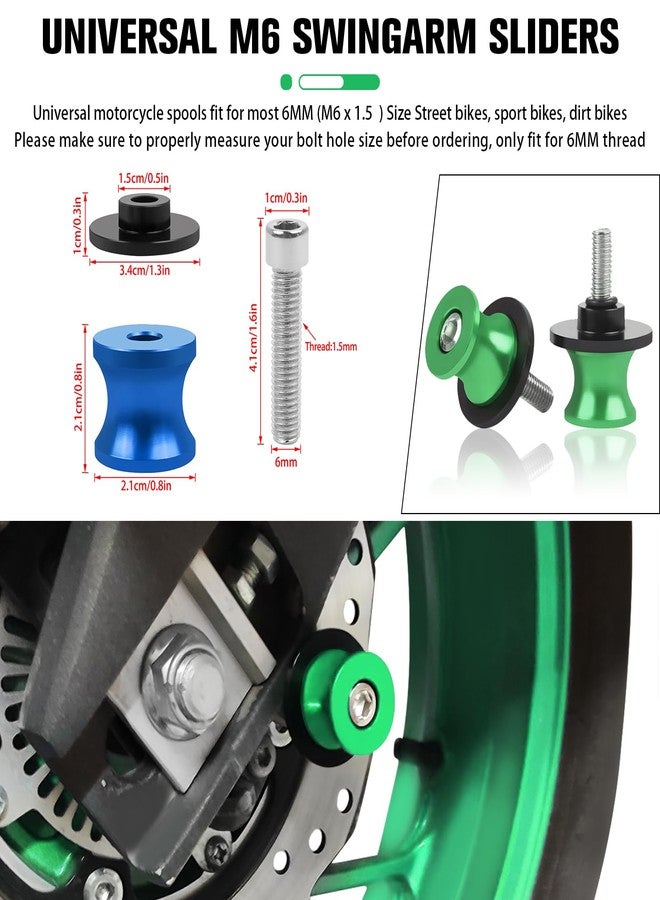 CHIFUN 2Pcs 6MM M6 X1.5 Motorcycle Swing Arm Spools Sliders CNC Aluminum Swingarm Spools Stand Screw Compatible with R1 R6 R3 MT07 MT09 FZ09 FZ10 MT03(Blue) - Image 5
